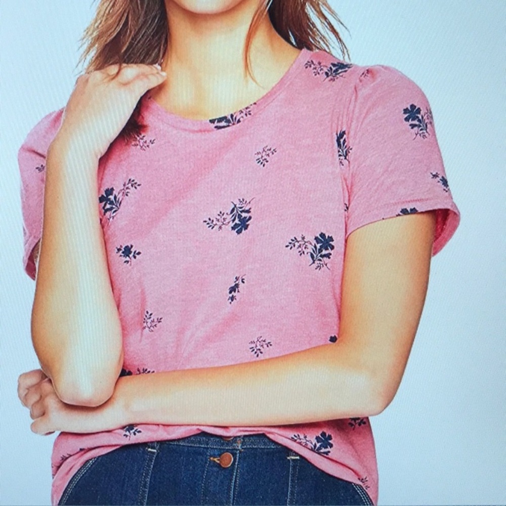 Lucky Brand Pim Puff Sleeve Floral Tee - Picture 4 of 10